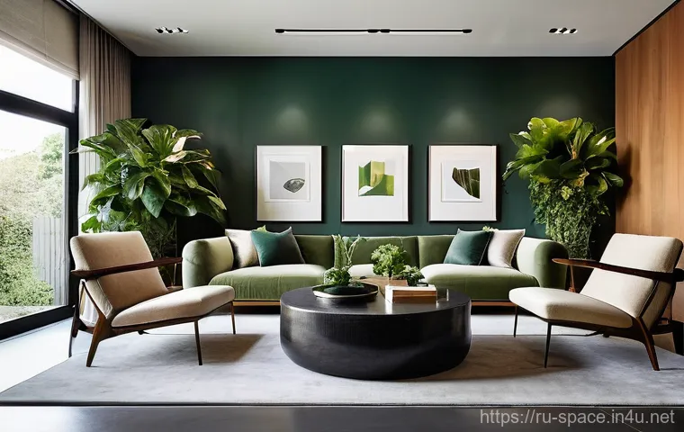 공간디자인 업계의 미래 전망 - **A Luxurious Biophilic Living Space with Emotional Design:**
    "A sophisticated and tranquil livi...