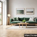 공간디자인 소재 리서치 방법 - A cozy modern living room interior featuring natural wood flooring with warm tones and visible grain...